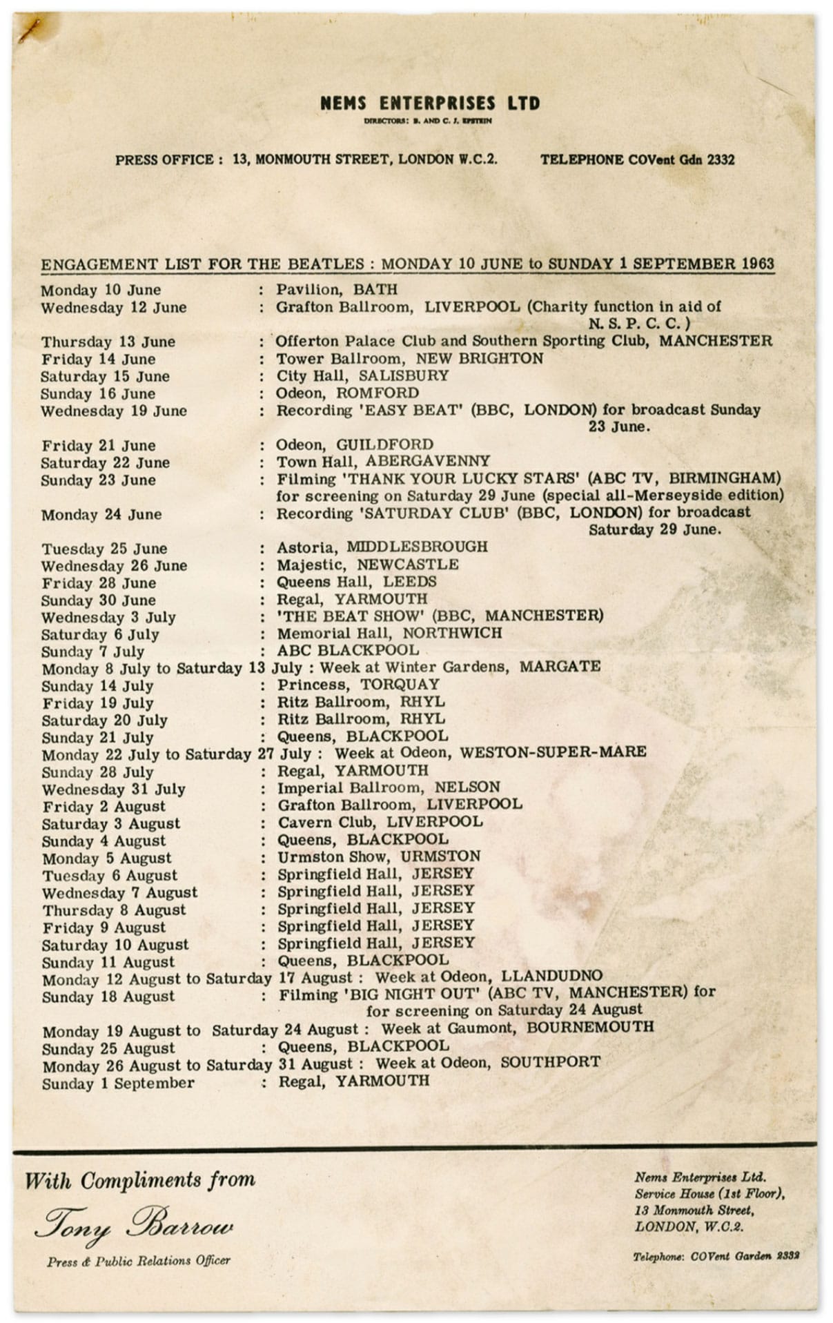 The Beatles live: Springfield Ballroom, Jersey – 9 August 1963