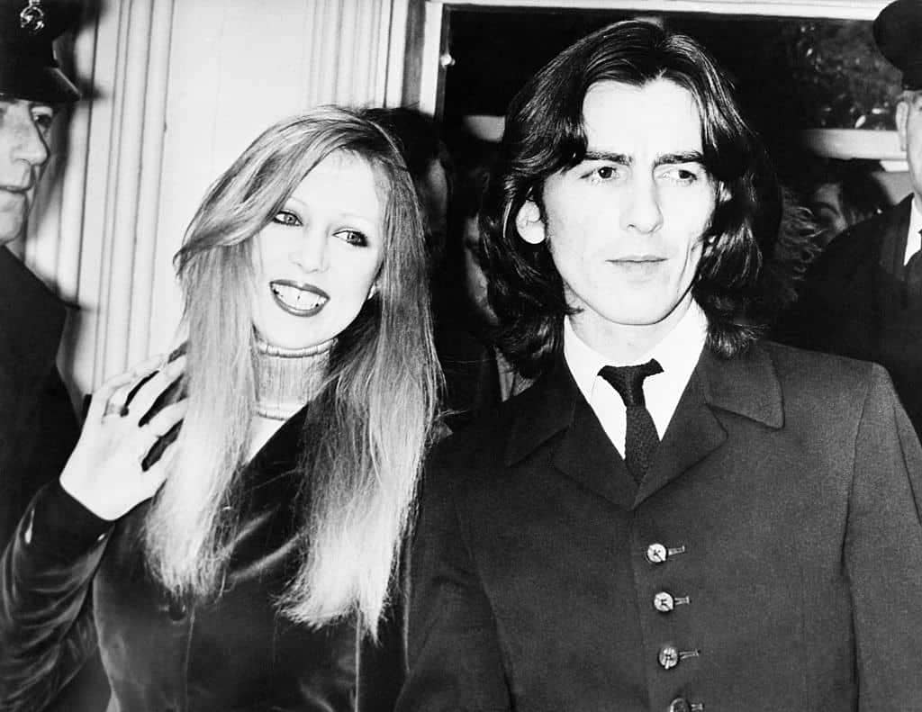 George Harrison and Pattie Harrison outside Esher and Walton Magistrates Court, 31 March 1969