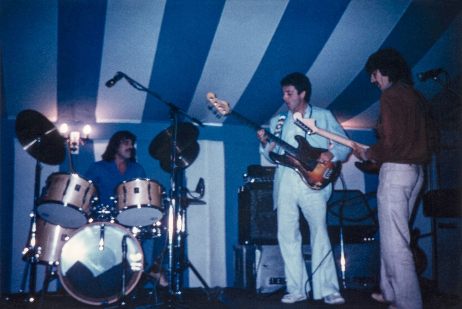 Paul McCartney, George Harrison, and Ringo Starr at Eric Clapton and Pattie Boyd's wedding party – 19 May 1979