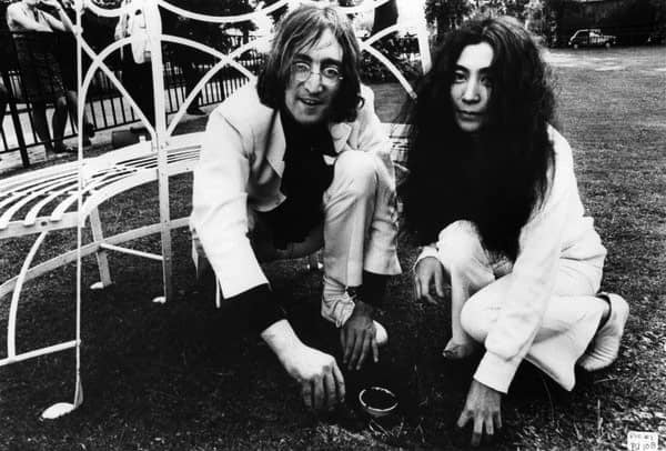 John and Yoko plant acorns for peace at Coventry Cathedral – 15 June 1968