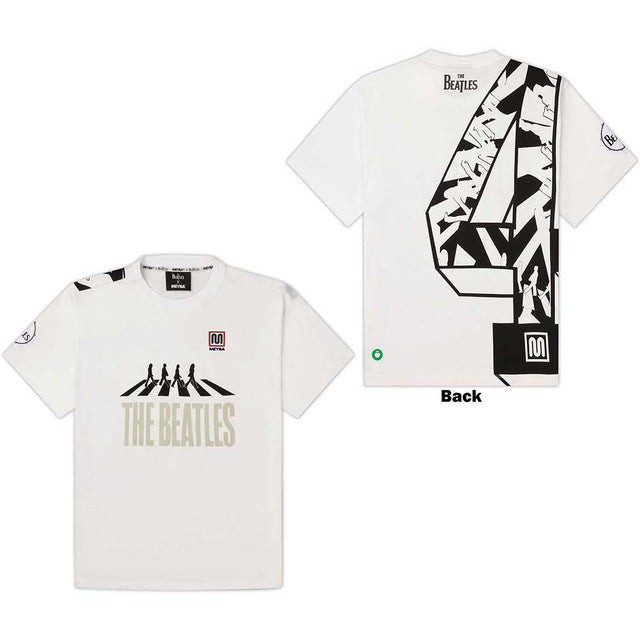 The Beatles Meyba 4 T-Shirt White - Official Beatles x Meyba collaboration retro athletic apparel celebrating the Fab Four