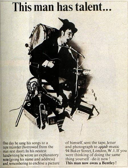 Apple Corps Talent Search 1968 – Beatles Advert for New Artists