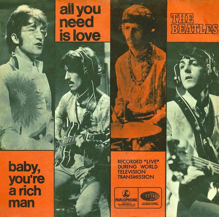 All You Need Is Love Danish single sleeve – The Beatles, 1967, recorded at Olympic Studios London