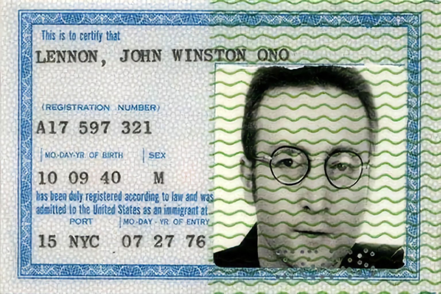 John Lennon receives Green Card for permanent US residency – 27 July 1976