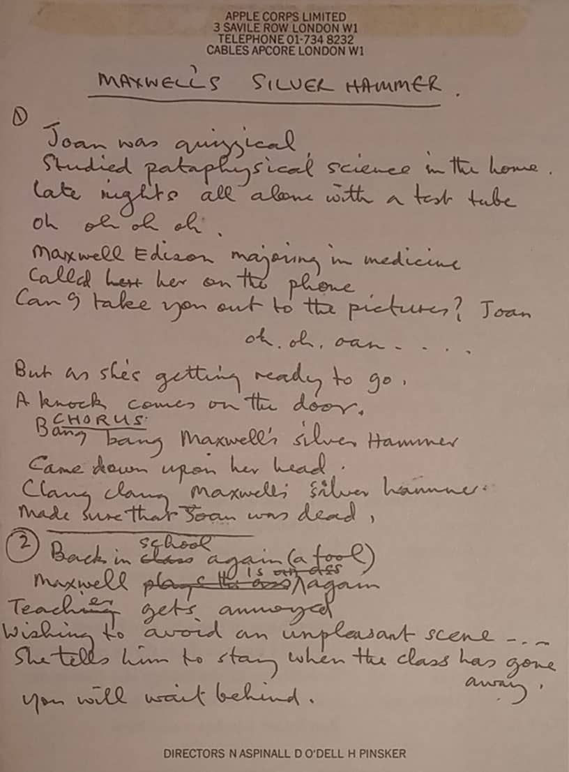Recording: Maxwell's Silver Hammer – 9 July 1969