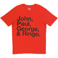 The Beatles Unisex T-Shirt: John, Paul, George & Ringo (Red)