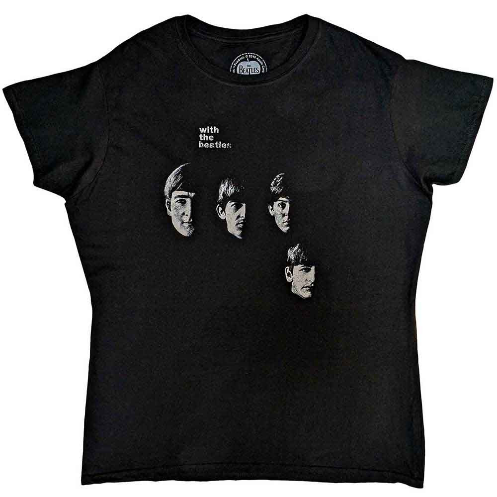 The Beatles With The Beatles Ladies T-Shirt – Official Licensed Black Front & Back Print Tee