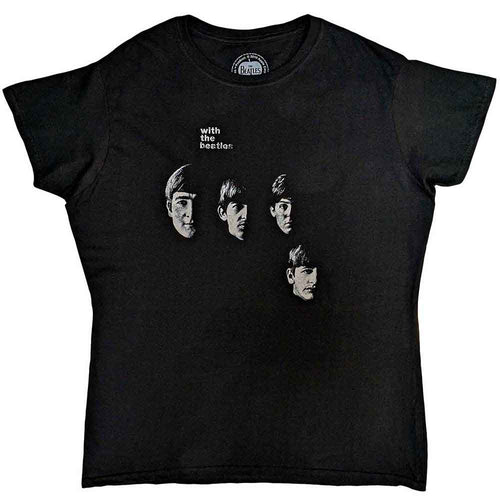 The Beatles With The Beatles Ladies T-Shirt – Official Licensed Black Front & Back Print Tee