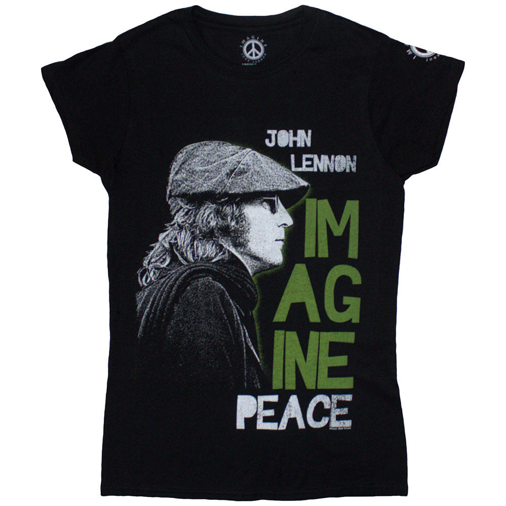 John Lennon: Imagine Peace Ladies T-Shirt (Black)