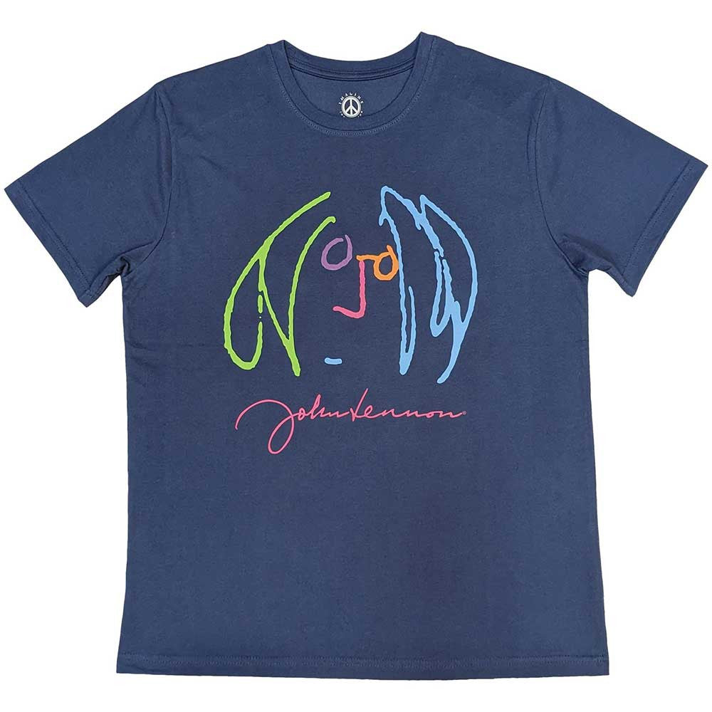 John Lennon: Self Portrait Full Colour Unisex T-Shirt (Denim Blue)
