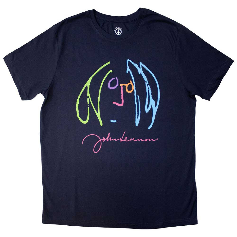 John Lennon: Self Portrait Full Colour Unisex T-Shirt (Navy Blue)