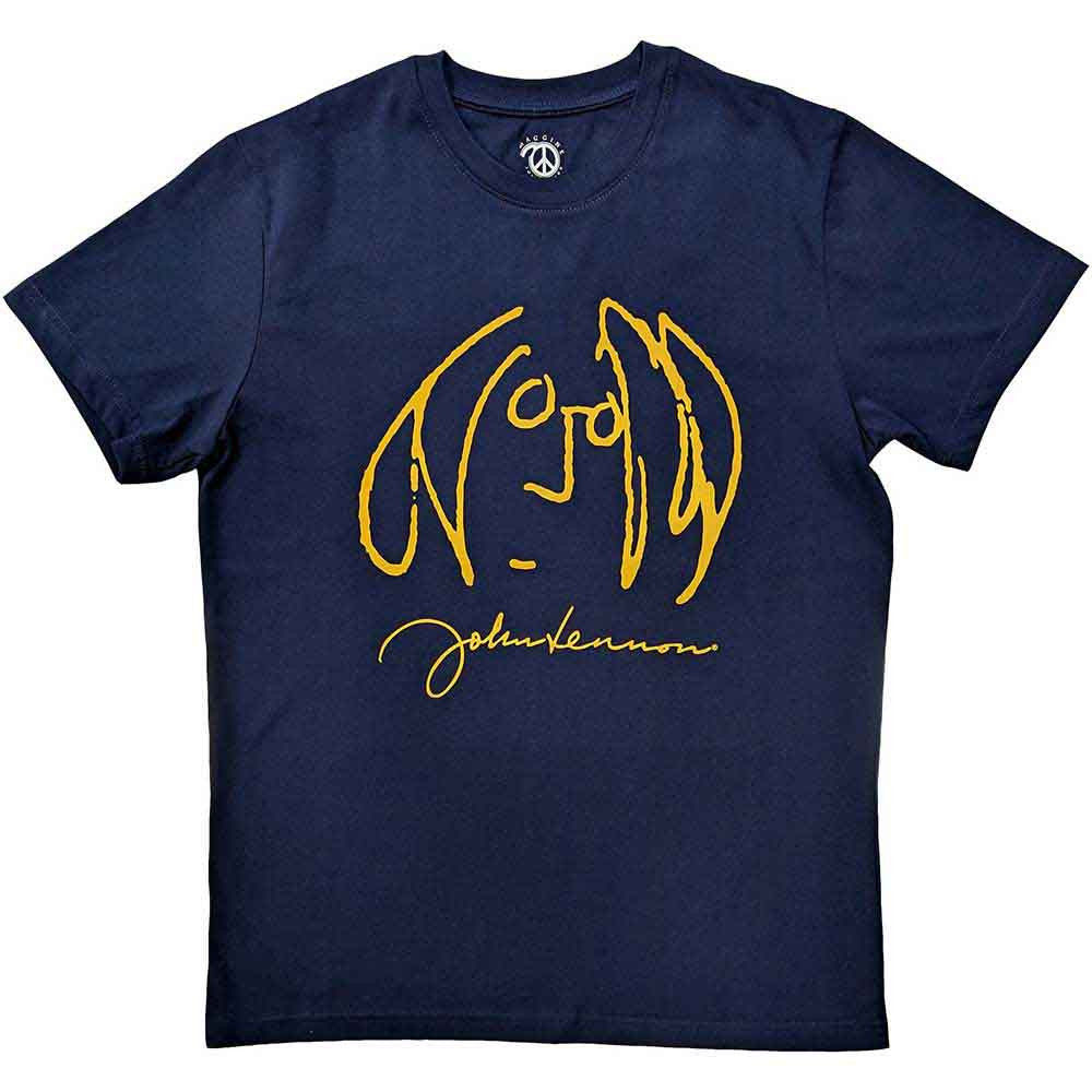 John Lennon: Self Portrait Unisex T-Shirt (Navy Blue)
