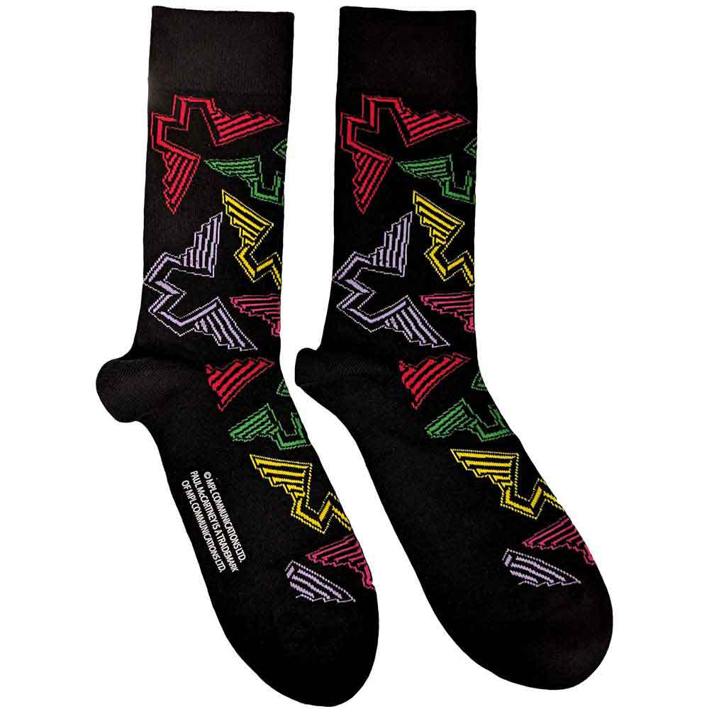 Paul McCartney: Wings Logos Unisex Ankle Socks (Black) (UK Size 7 - 11)