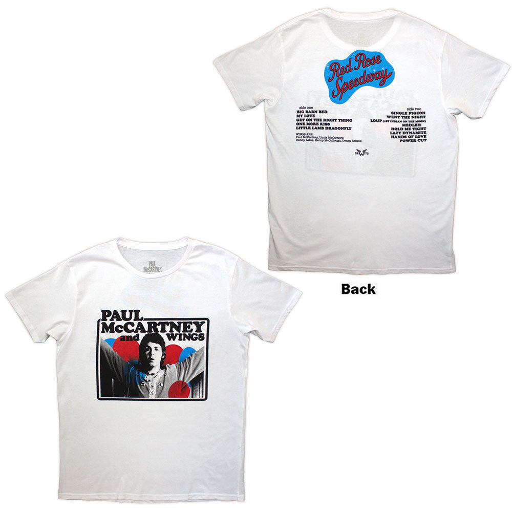 Paul McCartney Unisex T-Shirt: Photo Rose (White) (Back Print)