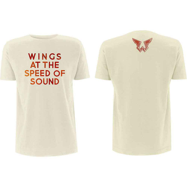 Paul McCartney: Wings at the Speed of Sound Unisex T-Shirt (Sand) (Back Print)