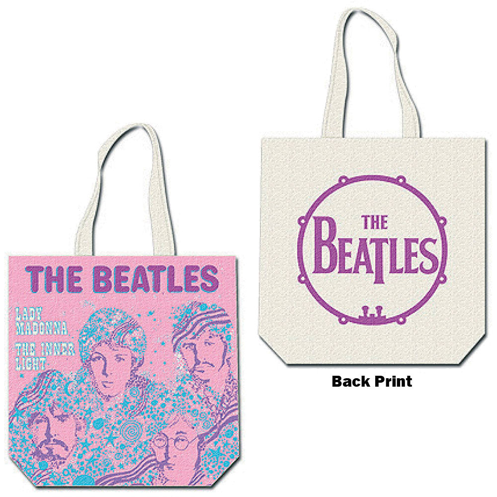 The Beatles Cotton Tote Bag: Lady Madonna (Pink) (Back Print)