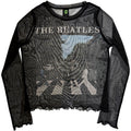 The Beatles: Abbey Road & Logo (Black) Ladies Long Sleeve Mesh Crop Top