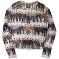 The Beatles: Anthology Colours Repeat Ladies Long Sleeve Mesh Crop Top (White) (All Round)