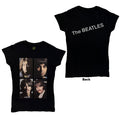The Beatles: White Album Faces Ladies T-Shirt (Black) (Back Print)