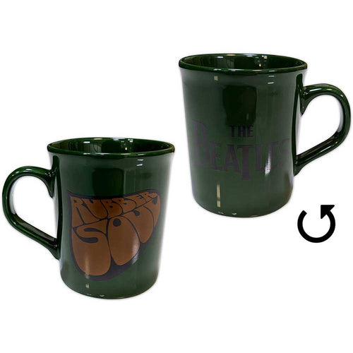 Beatles Rubber Soul green mug featuring album artwork