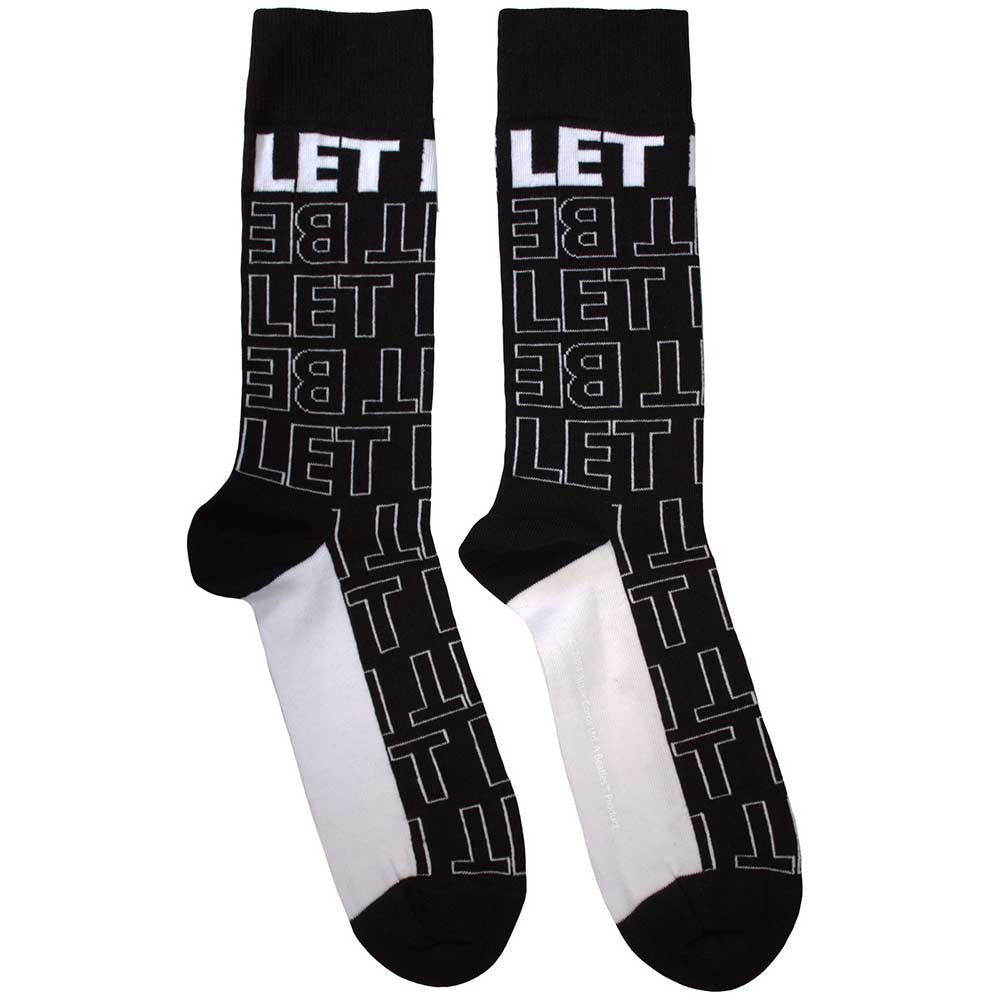 The Beatles Unisex Ankle Socks: Let It Be Text Outlines Repeat (Black) (UK Size 7 - 11)