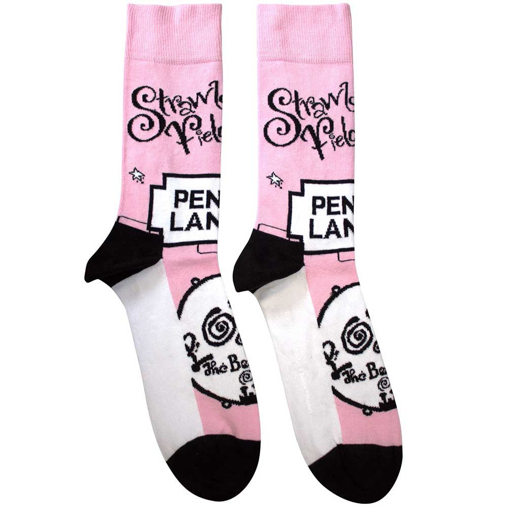 The Beatles: Strawberry Fields/Penny Lane Socks (Pink) (UK Size 7 - 11)