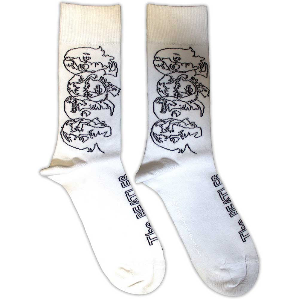 The Beatles: White Album Faces Outlines Unisex Ankle Socks (White) (UK Size 7 - 11)