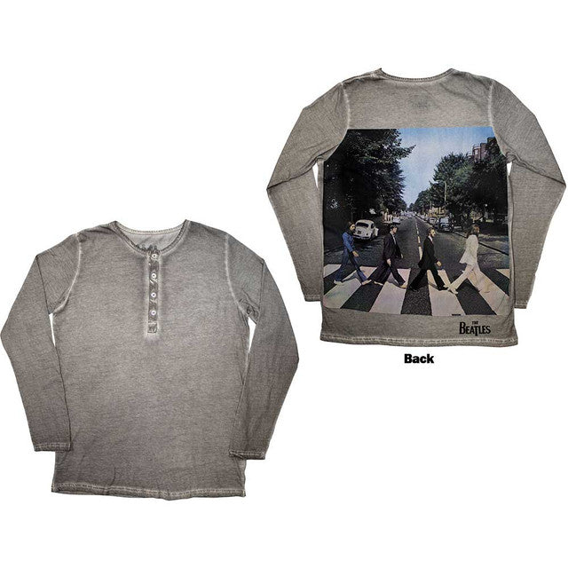 The Beatles: Abbey Road Unisex Long Sleeve T-Shirt (Silver Grey) (Back Print)