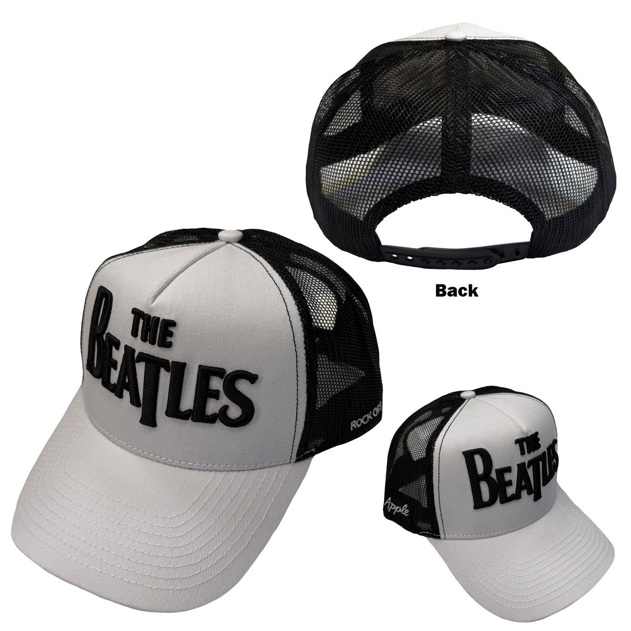 The Beatles: Drop T Logo & Apple Unisex Mesh Back Cap (Black & White)