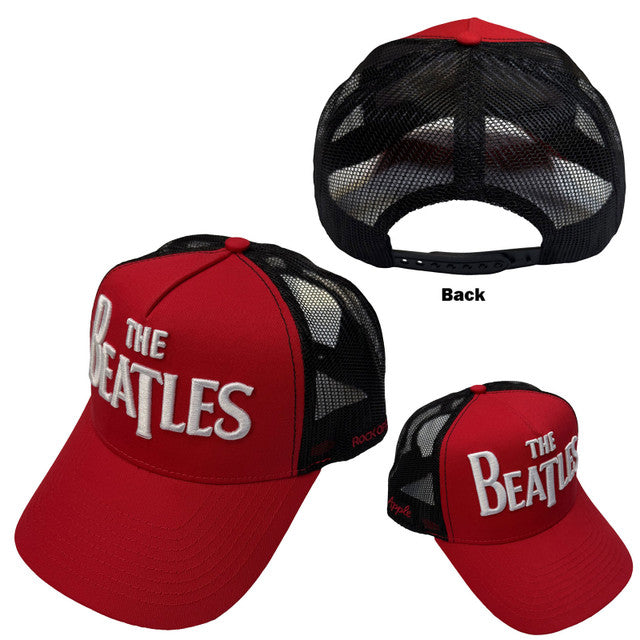The Beatles: Drop T Logo & Apple Unisex Mesh Back Cap (Red & Black)
