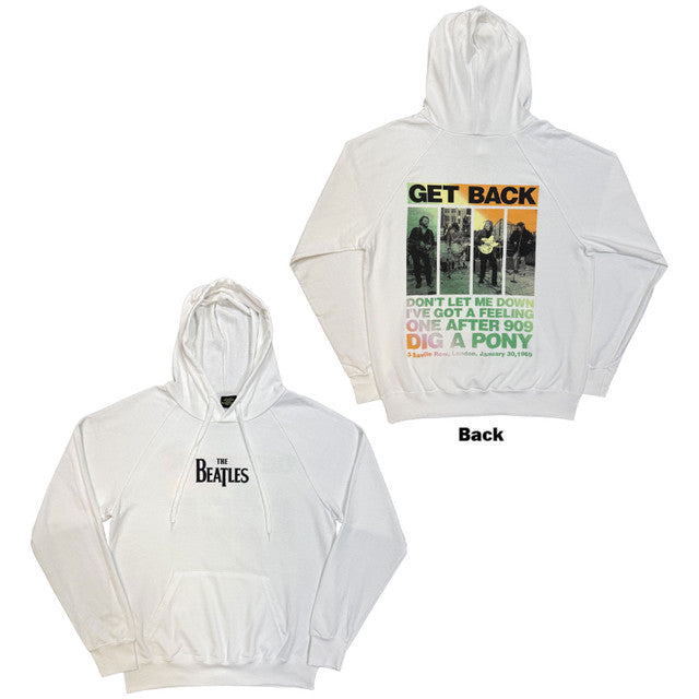 The Beatles Unisex Pullover Hoodie: 3 Savile Row (White) (Back Print)