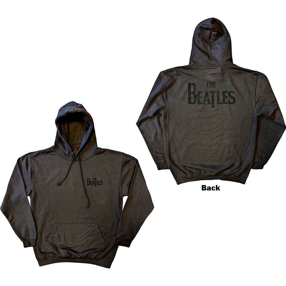 The Beatles Unisex Pullover Hoodie: Drop T Logo (Charcoal Grey) (Back Print)