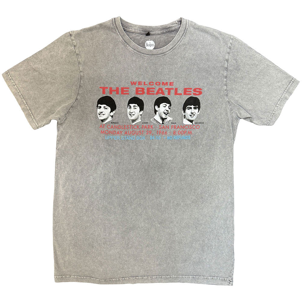 The Beatles: Candlestock Park Heads Unisex Stone Wash T-Shirt (Grey)