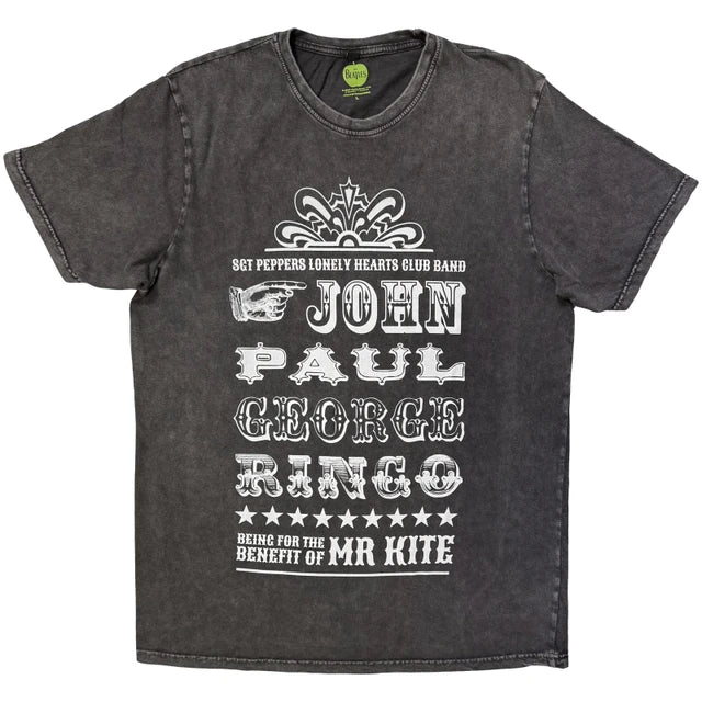 The Beatles: Mr Kite Unisex Stone Wash T-Shirt (Charcoal Grey)