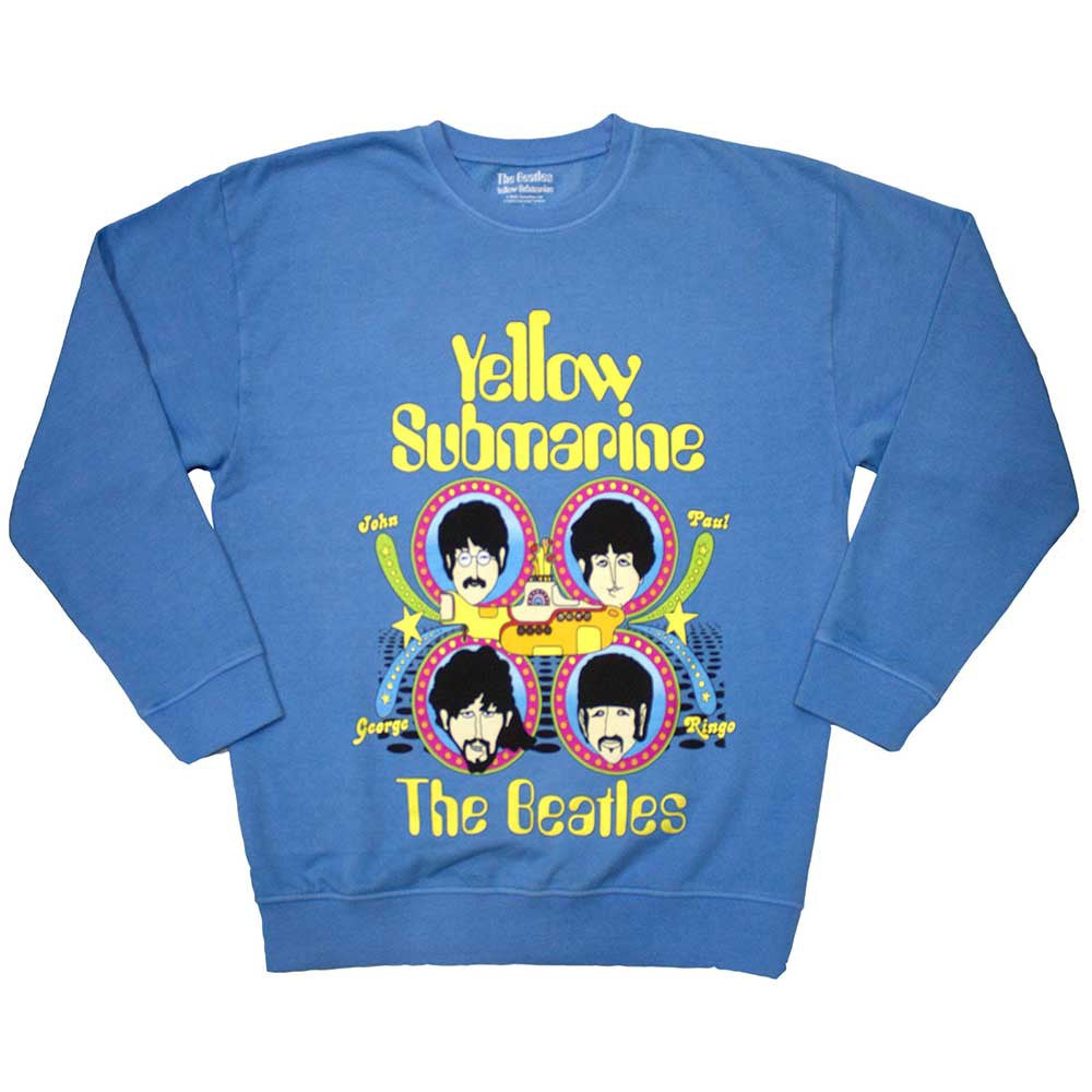 The Beatles: Yellow Submarine Heads In Circles Unisex Sweatshirt (Blue)