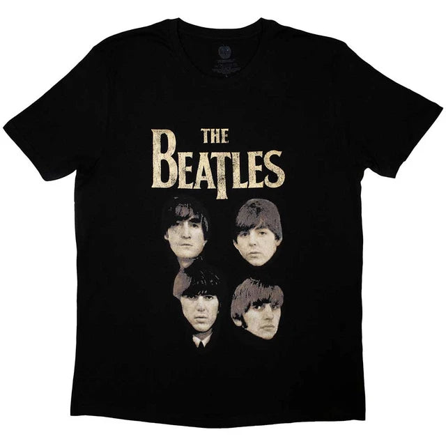 The Beatles: 4 Heads Unisex T-Shirt (Black)