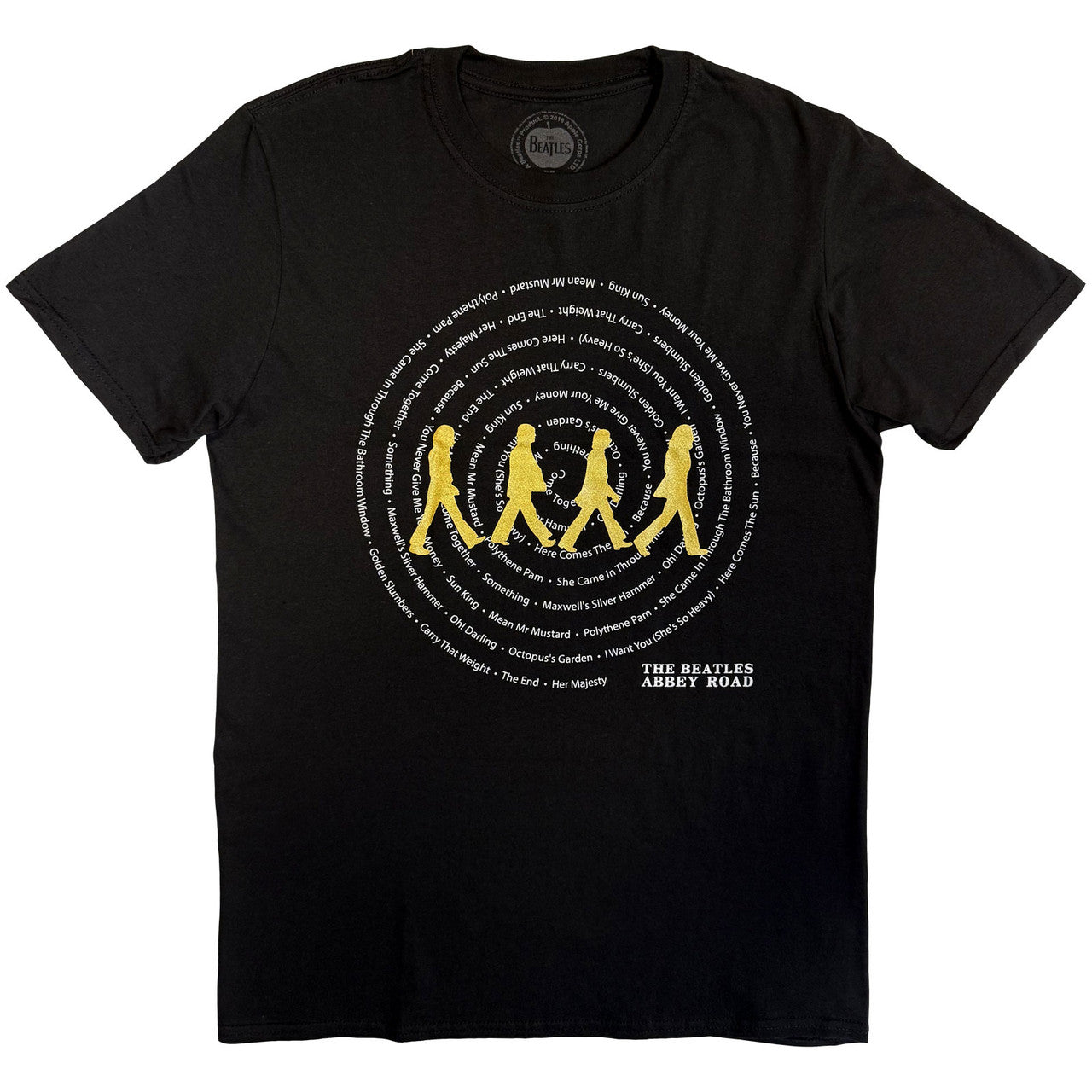 The Beatles: Abbey Road Songs Swirl Foiled Unisex T-Shirt (Black) (Embellished)