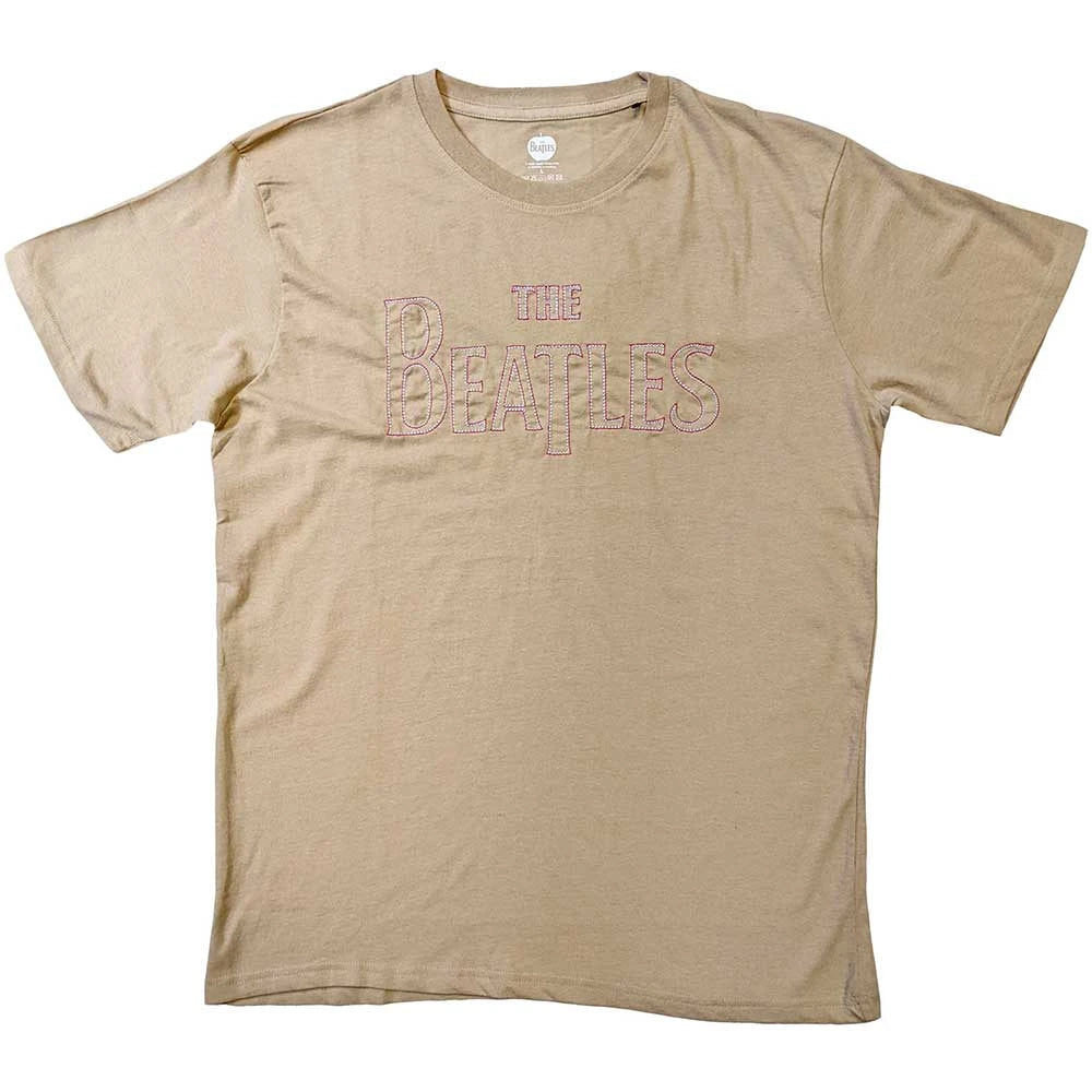 The Beatles: Drop T Embroidered Unisex T-Shirt (Sand) (Embellished)