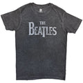 The Beatles: Drop T Logo Snow Wash Unisex T-Shirt (Charcoal Grey) (Wash Collection)