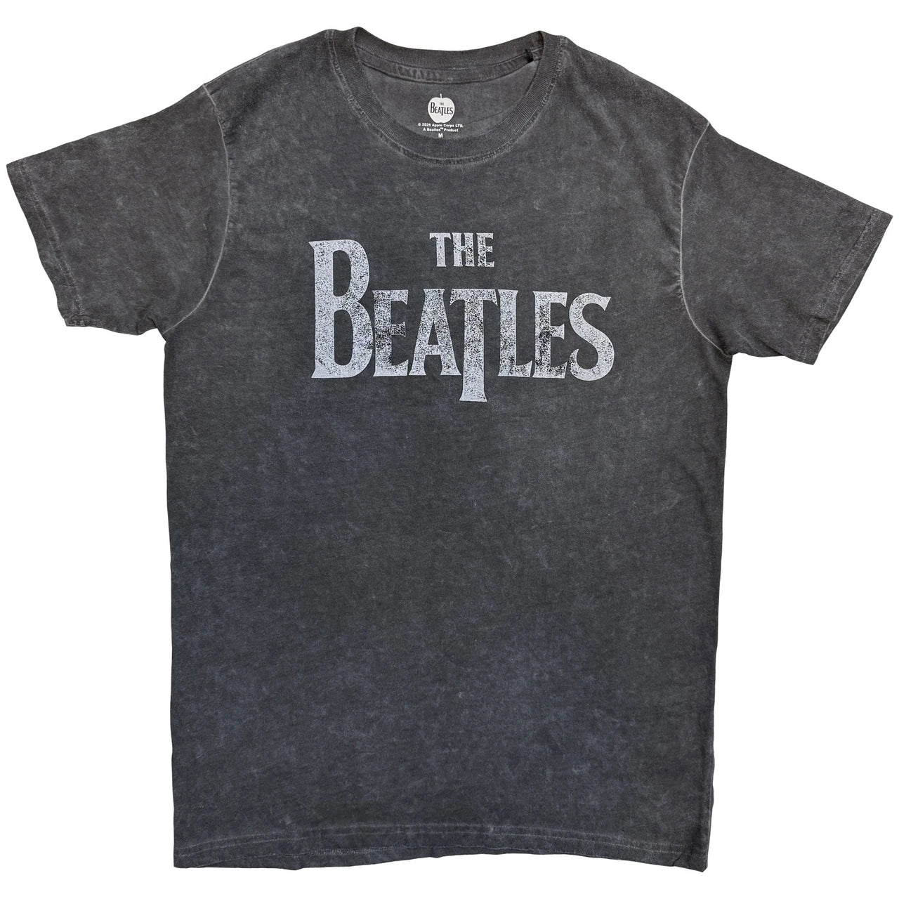 The Beatles: Drop T Logo Snow Wash Unisex T-Shirt (Charcoal Grey) (Wash Collection)