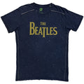 The Beatles: Drop T Logo Snow Wash Unisex T-Shirt (Navy Blue) (Wash Collection)