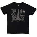 The Beatles: Retro Logo Crystals Unisex T-Shirt (Black) (Embellished)
