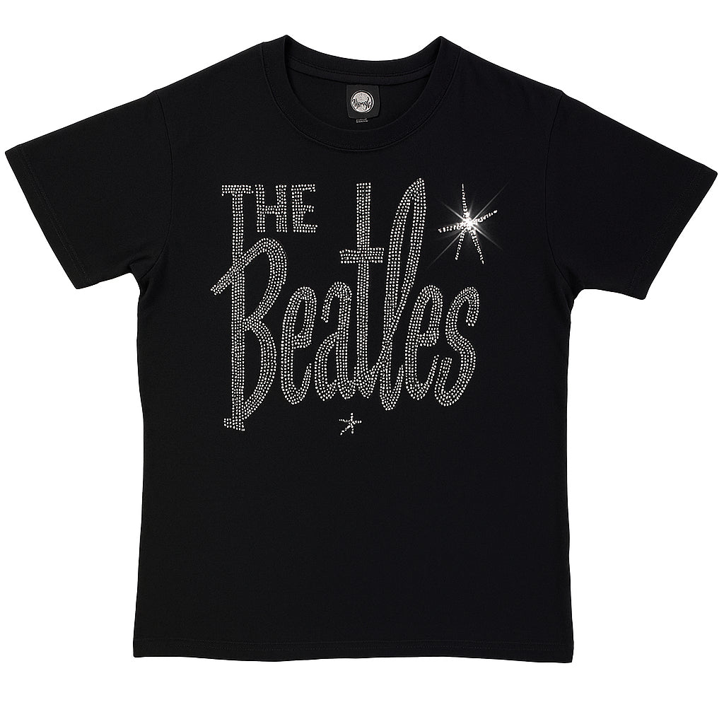 The Beatles: Retro Logo Crystals Unisex T-Shirt (Black) (Embellished)