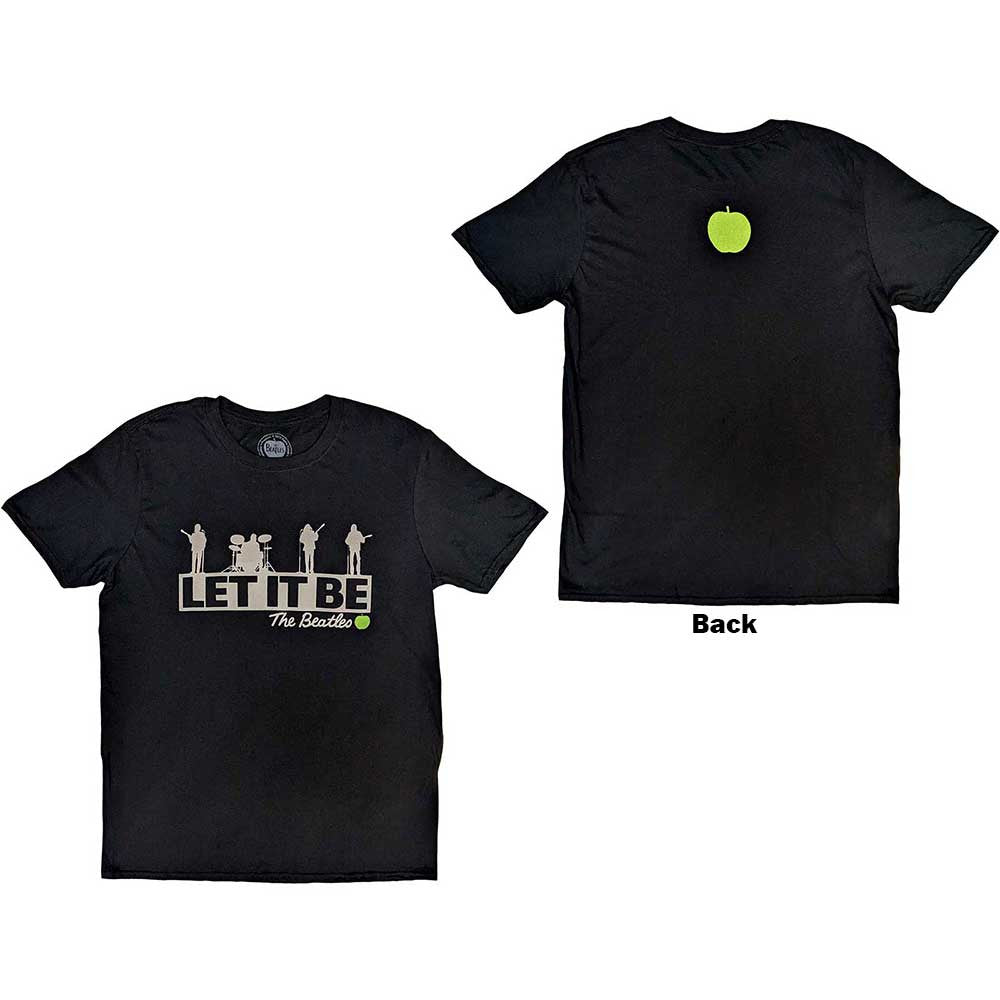 The Beatles: Rooftop Unisex T-Shirt (Black) (Back Print)