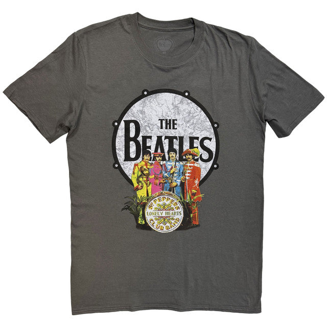The Beatles: Sgt Pepper & Drum Unisex T-Shirt (Charcoal Grey)