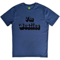 The Beatles: Text Logo Shadow Unisex T-Shirt (Denim Blue)