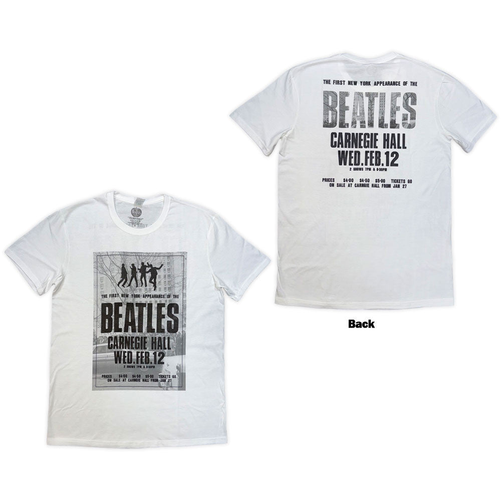 The Beatles: Tour '64 Carnegie Hall Unisex T-Shirt (White) (Back Print)