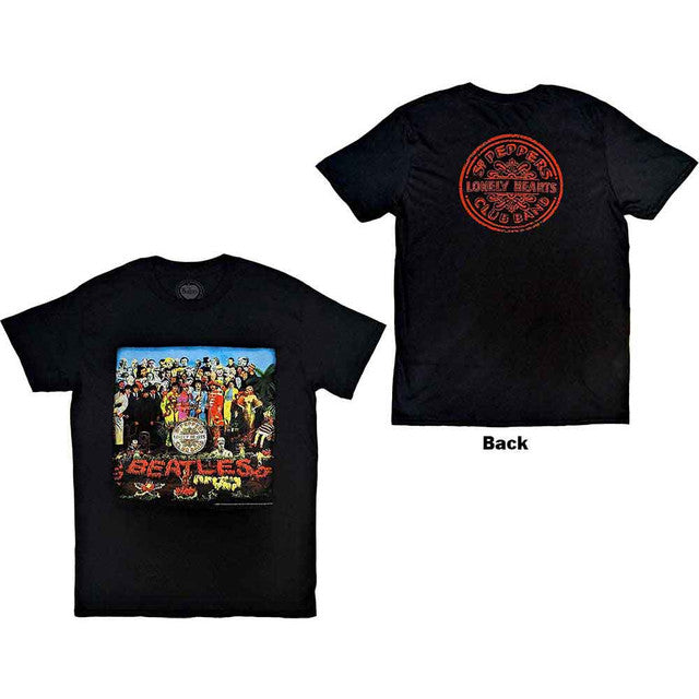 The Beatles: Vintage Sgt Pepper Unisex T-Shirt (Black) (Back Print)
