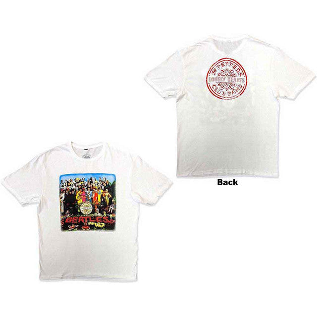 The Beatles: Vintage Sgt Pepper Unisex T-Shirt (White) (Back Print)