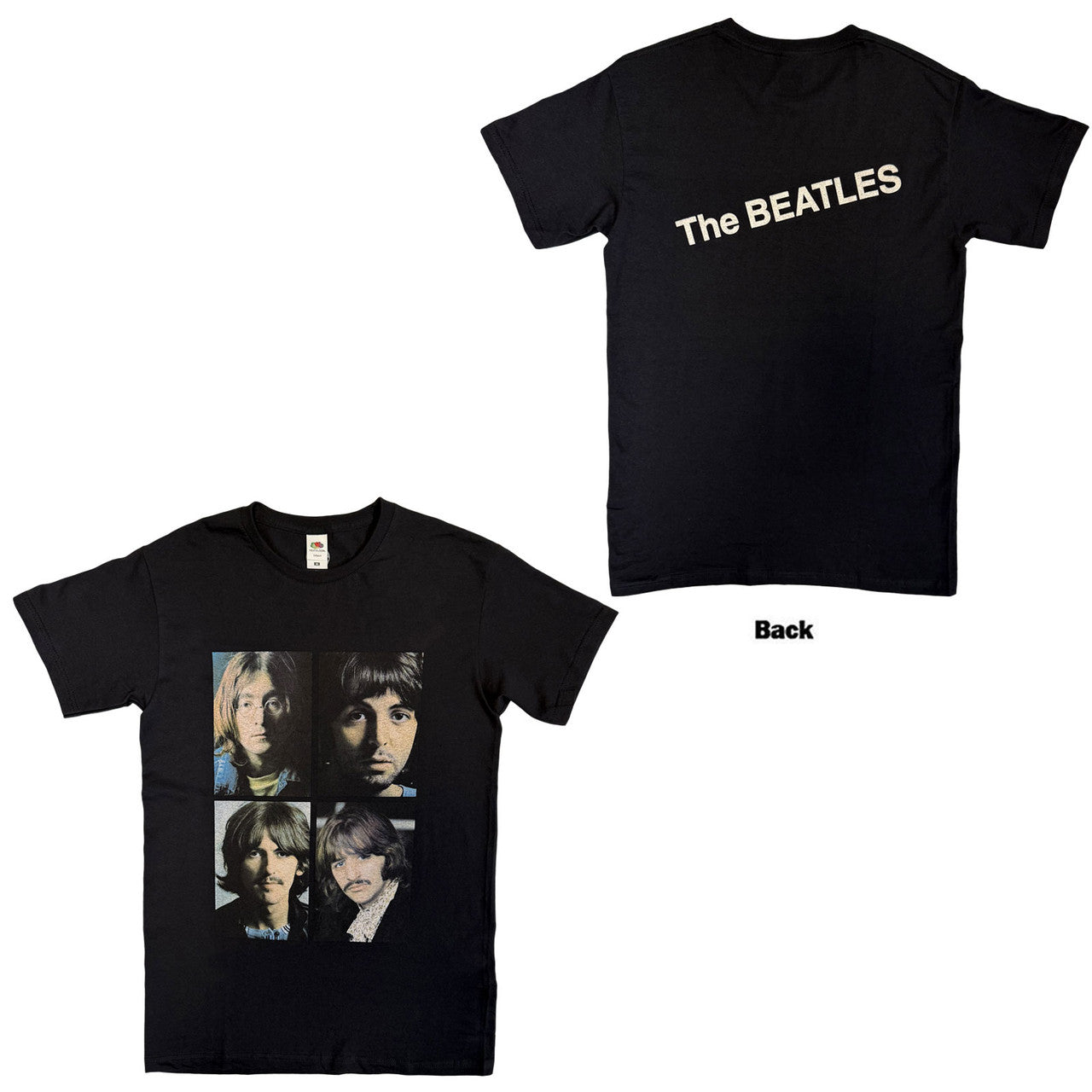 The Beatles: White Album Faces Unisex T-Shirt (Black) (Back Print)